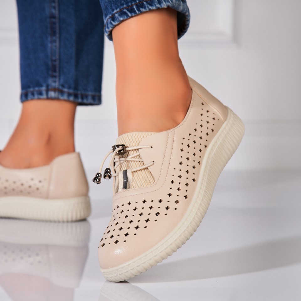 Poze Pantofi dama casual Bej din Piele Ecologica Esai