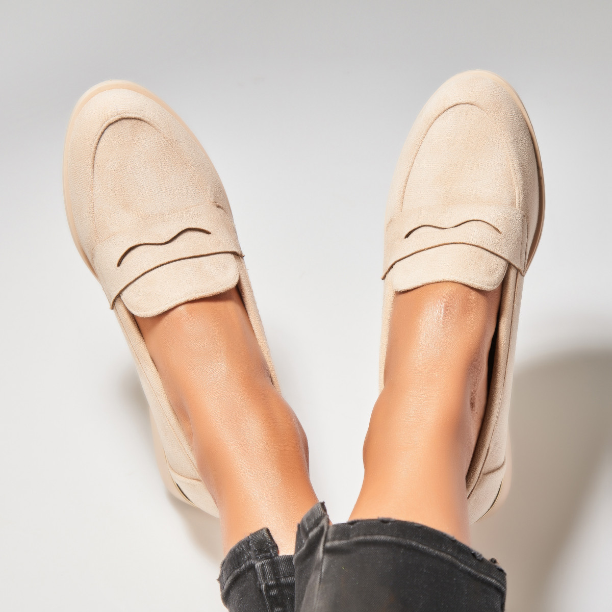 Poze Pantofi dama casual Bej din Piele Ecologica Intoarsa Deklynn