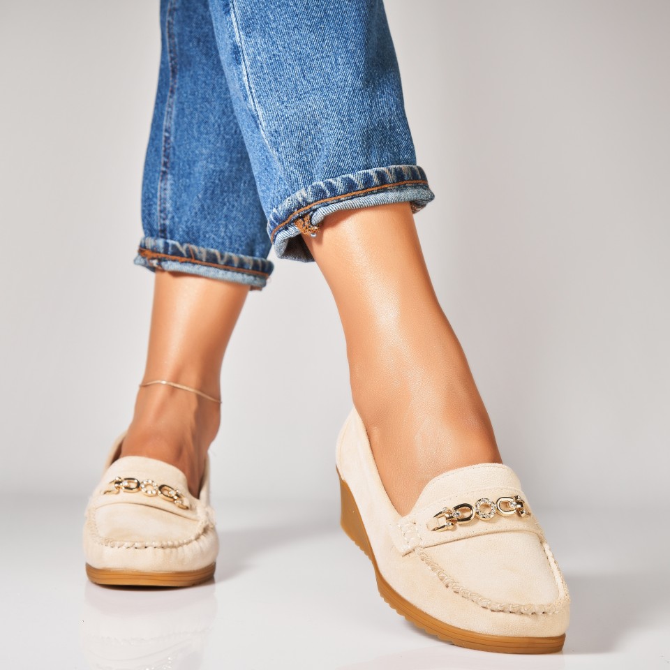 Poze Pantofi dama casual Bej din Piele Ecologica Intoarsa Matla