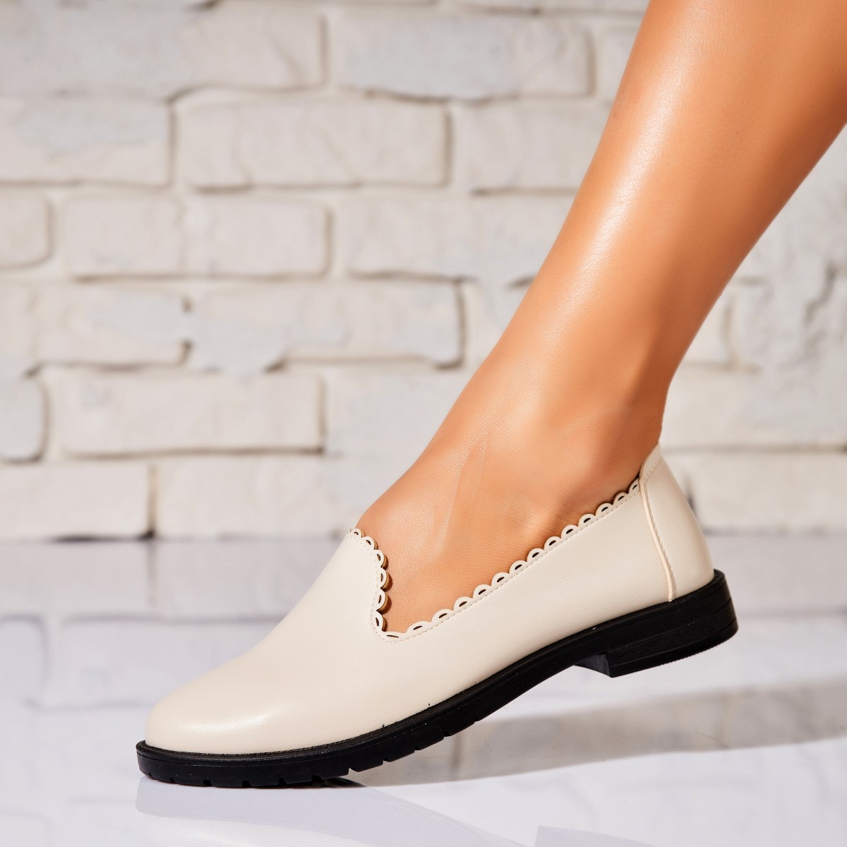 Poze Pantofi dama casual Bej din Piele Ecologica Naria