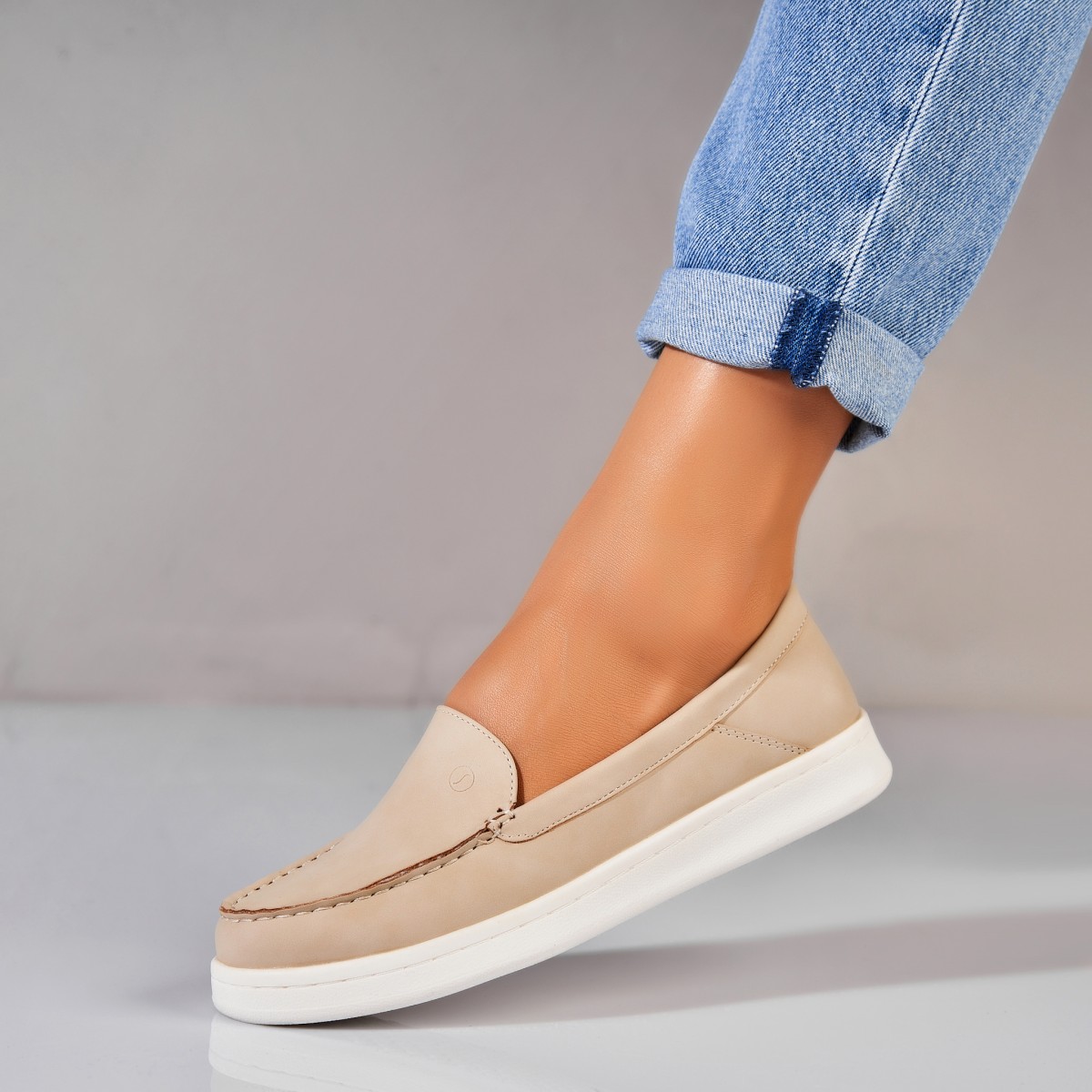 Poze Pantofi dama casual Bej din Piele Ecologica Nieve