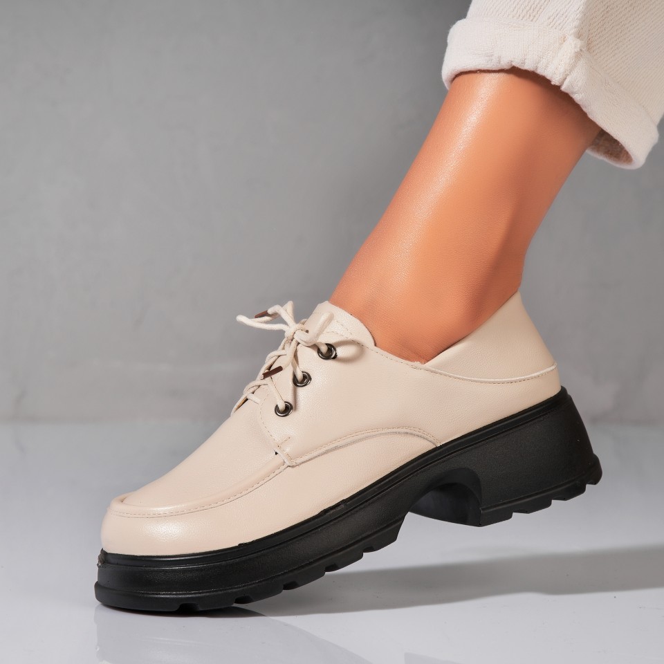 Poze Pantofi dama casual Bej din Piele Ecologica Siya