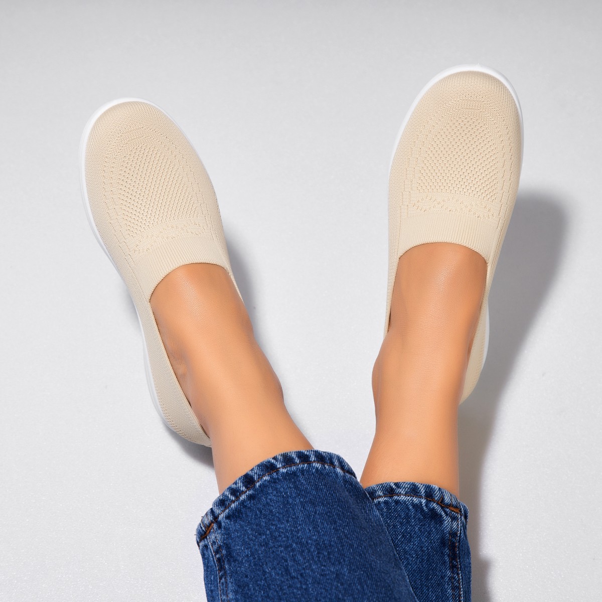 Poze Pantofi dama casual Bej din Textil Kisa