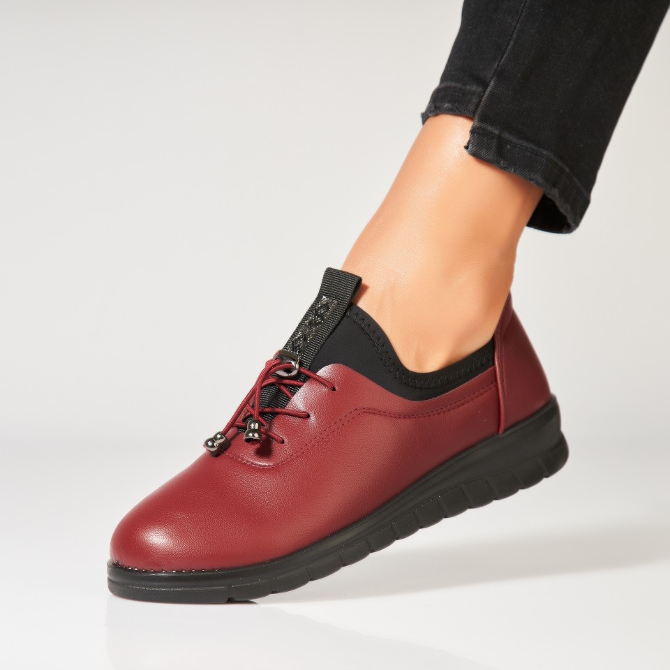 Pantofi dama casual Bordo din Piele Ecologica Kailana A7001