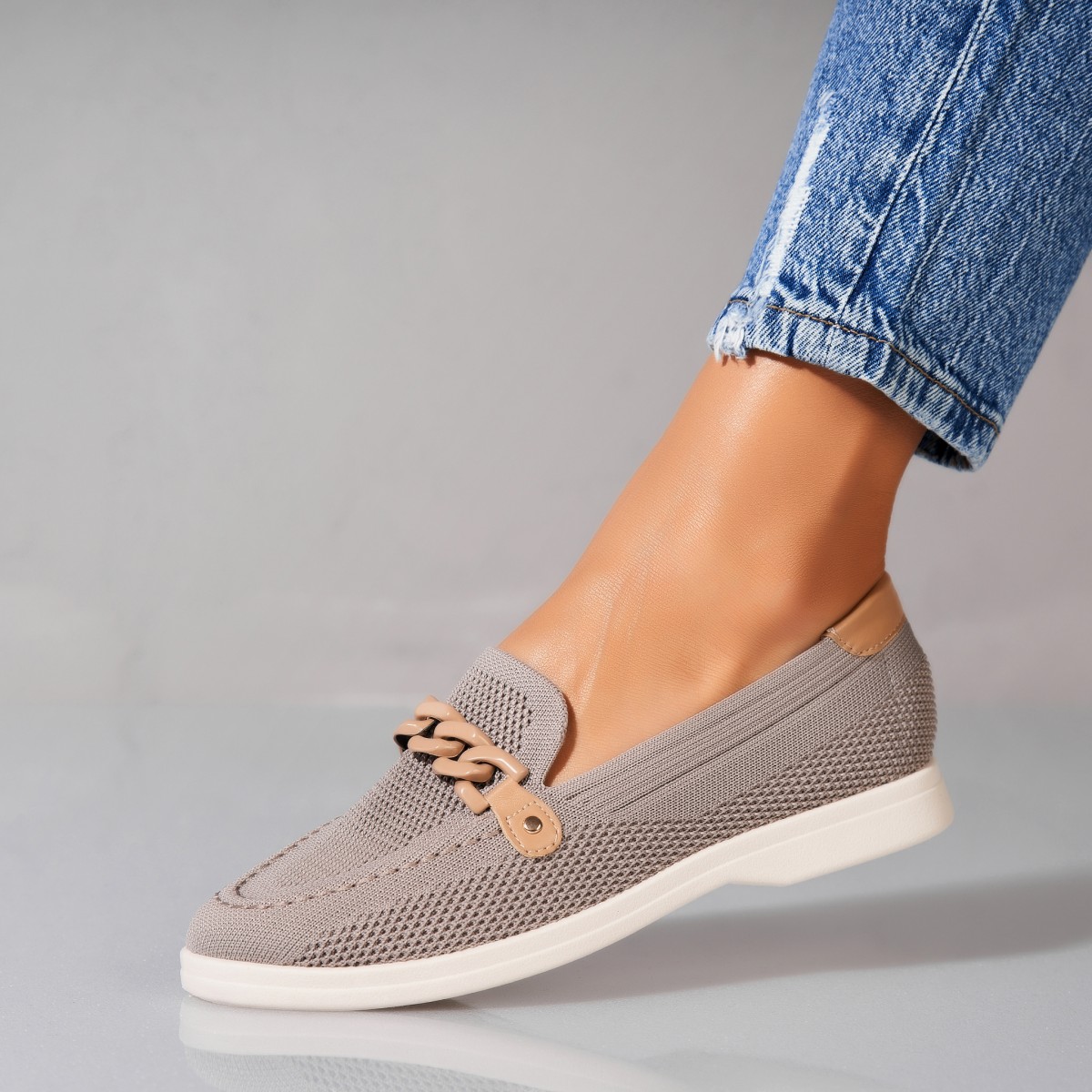 Poze Pantofi dama casual Gri din Textil Yuni