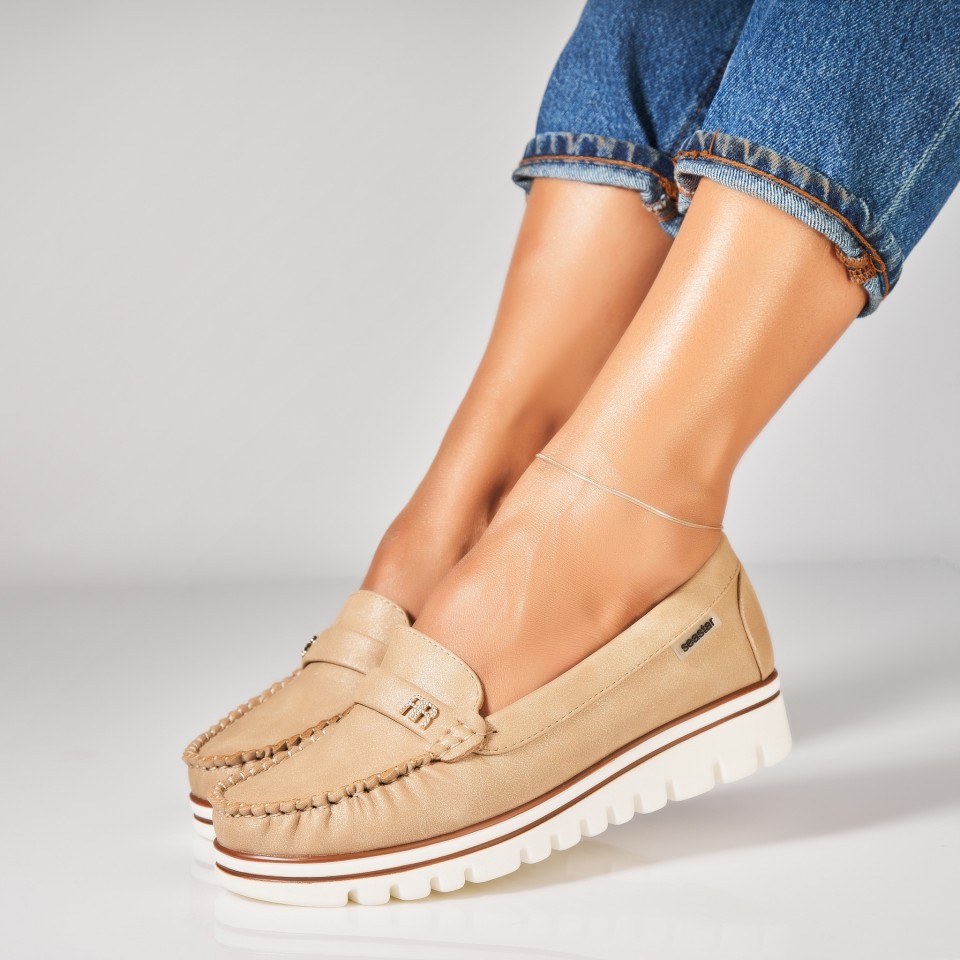 Poze Pantofi dama casual Kaki din Piele Ecologica Aryan