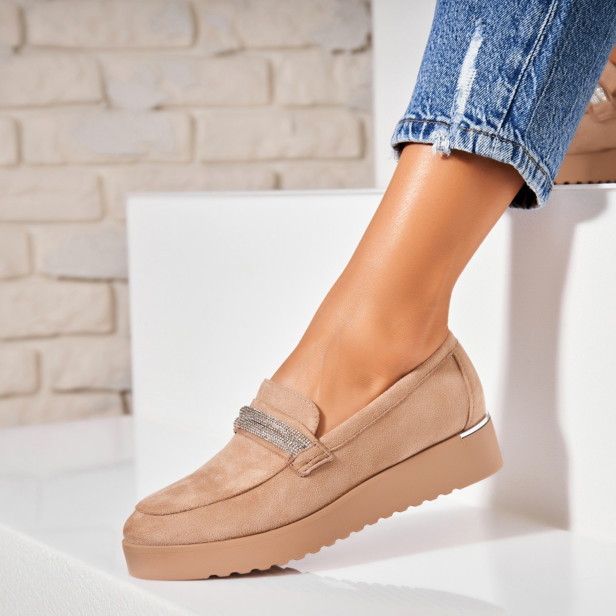 Poze Pantofi dama casual Kaki din Piele Ecologica Intoarsa Azyla