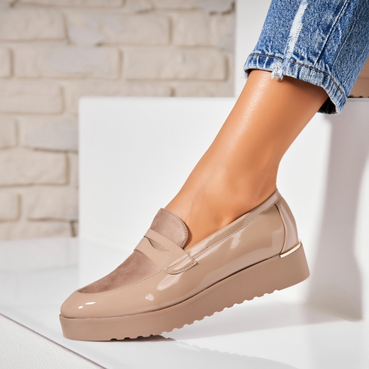 Poze Pantofi dama casual Kaki din Piele Ecologica Lacuita Rozy