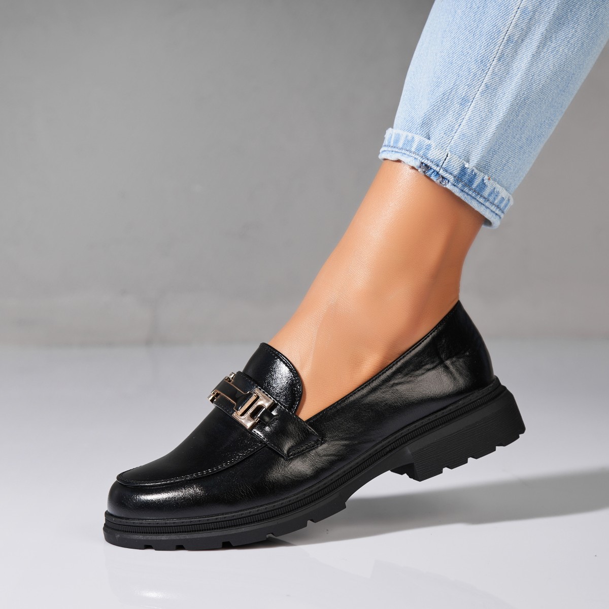 Poze Pantofi dama casual Negri din Piele Ecologica Caylan