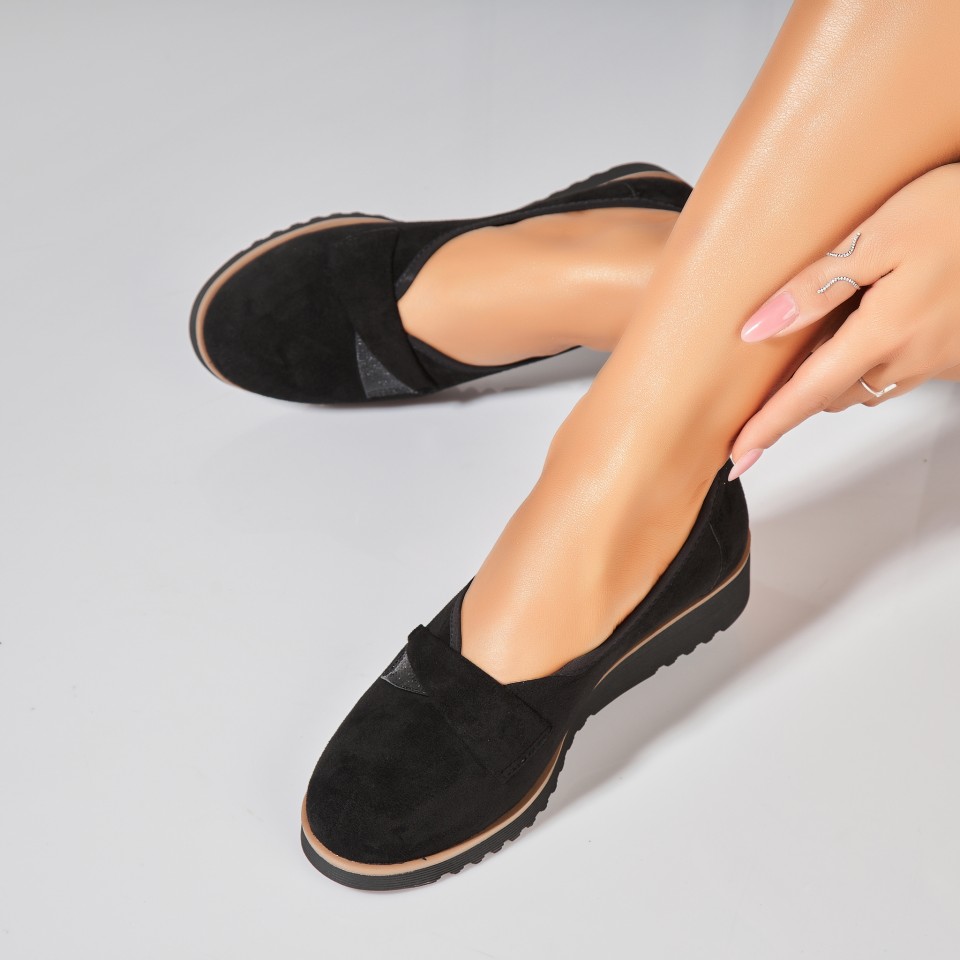 Poze Pantofi dama casual Negri din Piele Ecologica Intoarsa Aryah