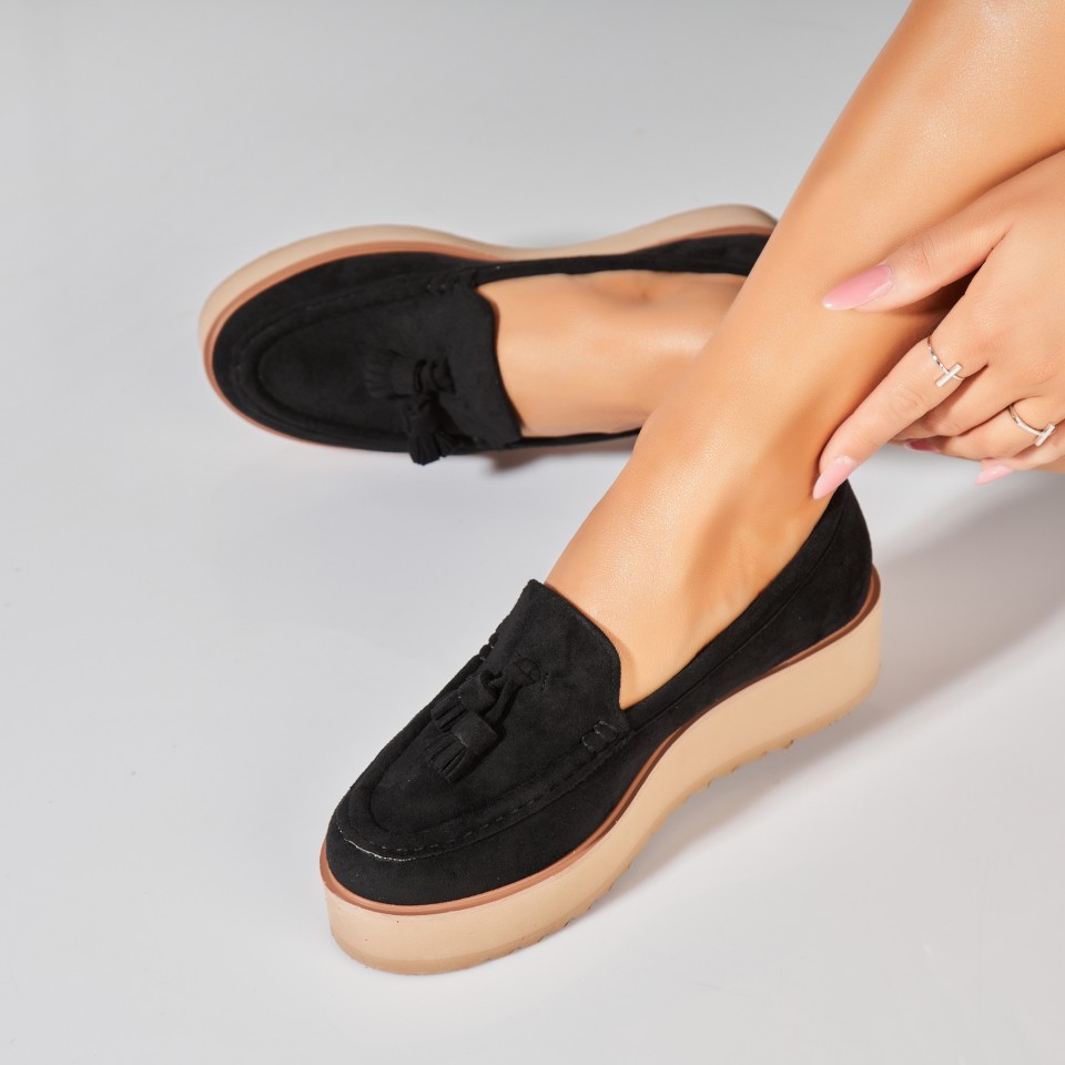 Poze Pantofi dama casual Negri din Piele Ecologica Intoarsa Kelis