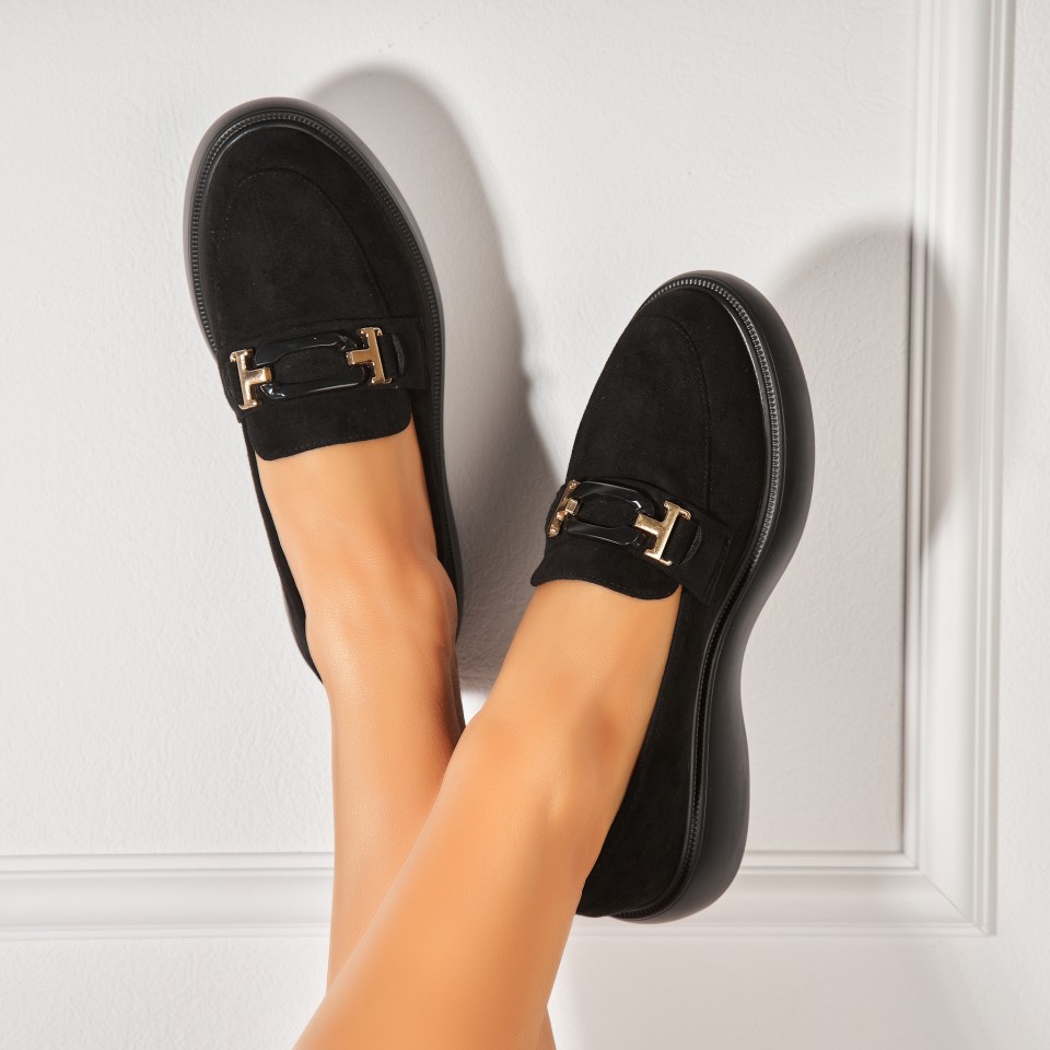 Poze Pantofi dama casual Negri din Piele Ecologica Intoarsa Tyra