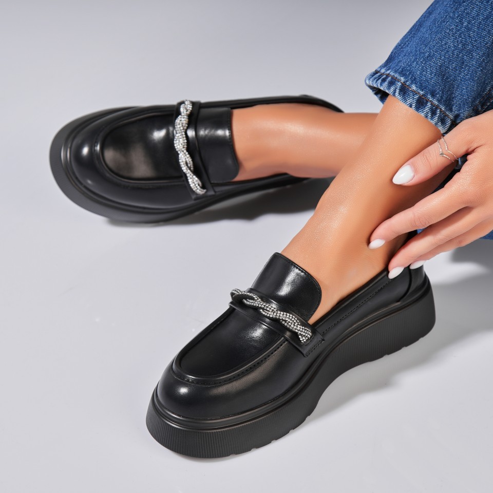 Poze Pantofi dama casual Negri din Piele Ecologica Rena