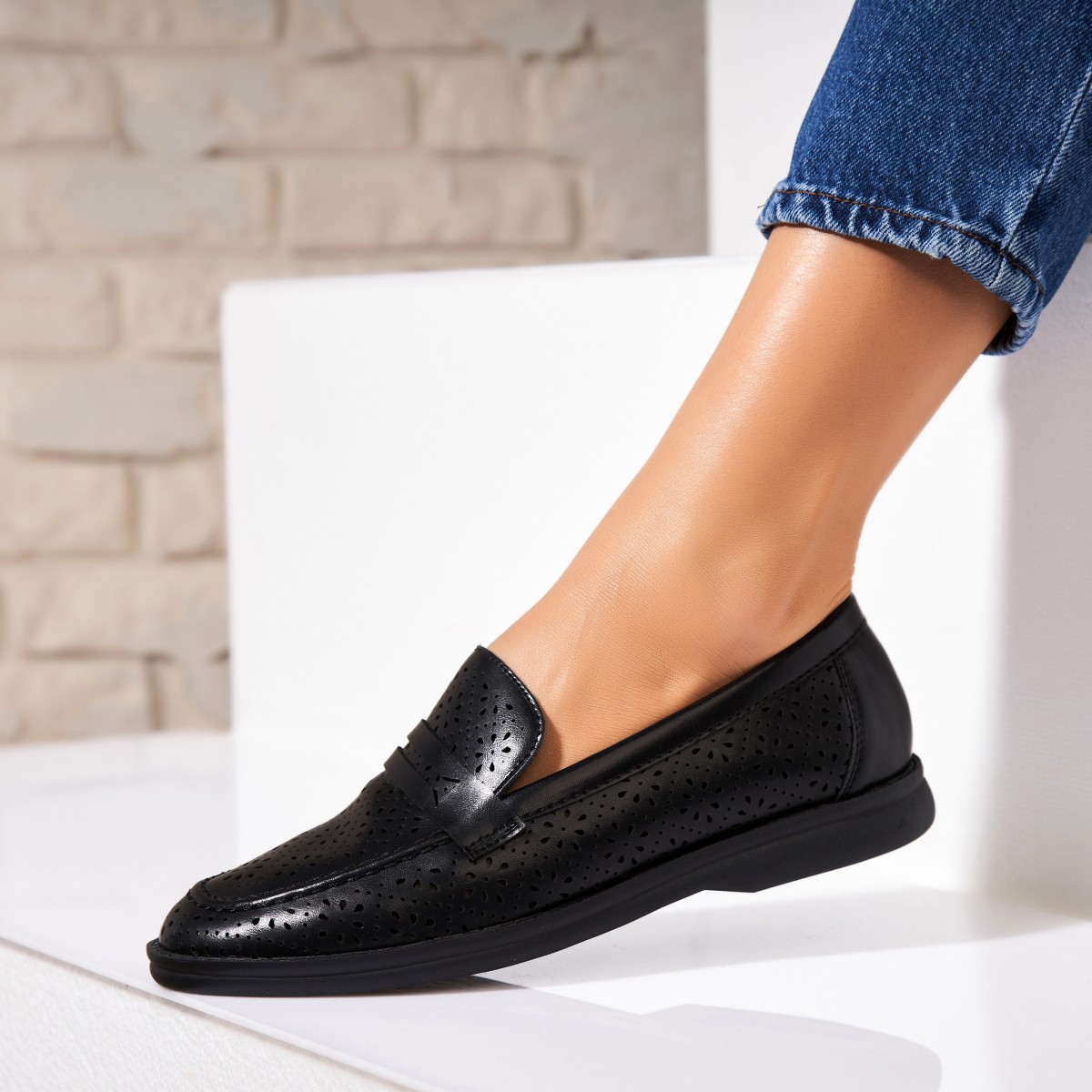 Poze Pantofi dama casual Negri din Piele Ecologica Syler