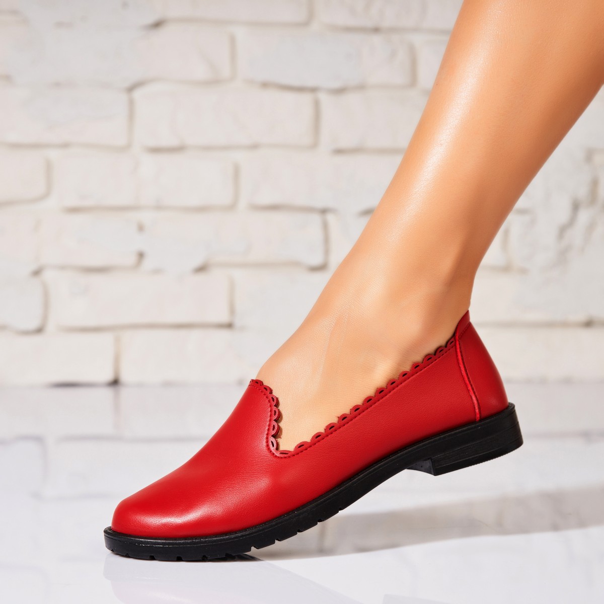 Poze Pantofi dama casual Rosii din Piele Ecologica Naria