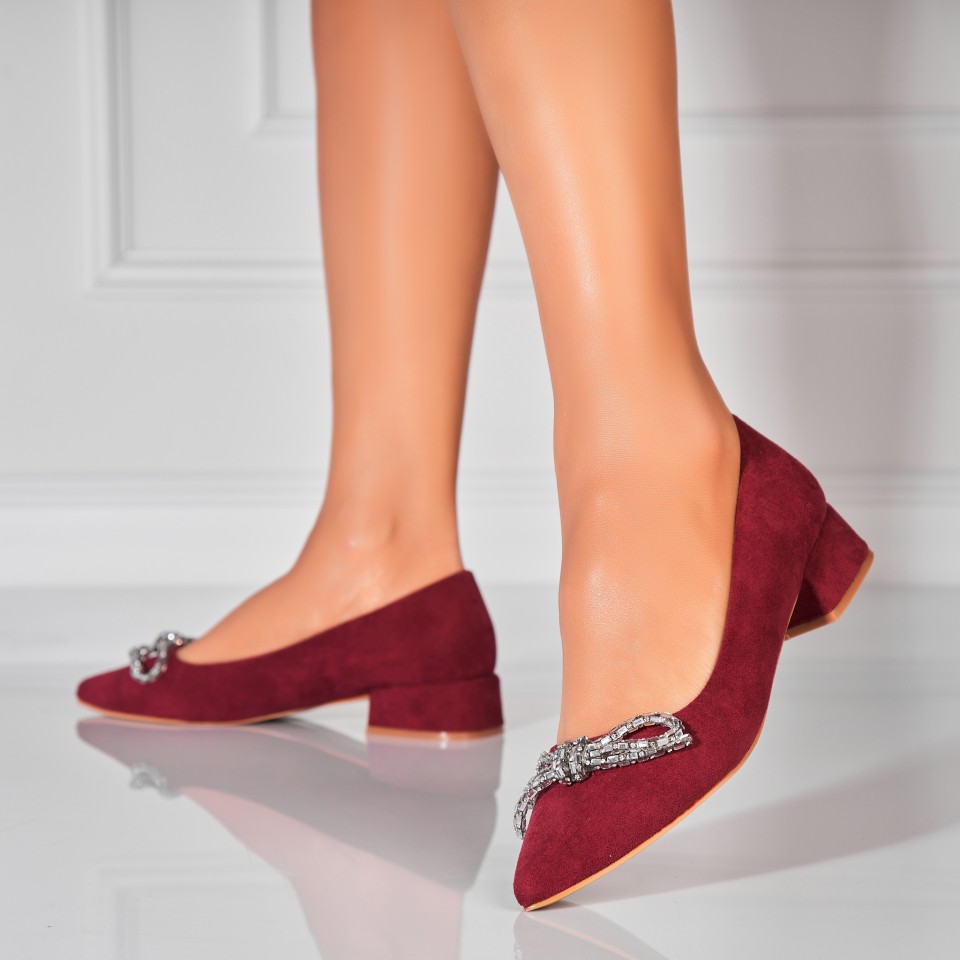 Poze Pantofi dama cu toc Bordo din Piele Ecologica Intoarsa Asiya