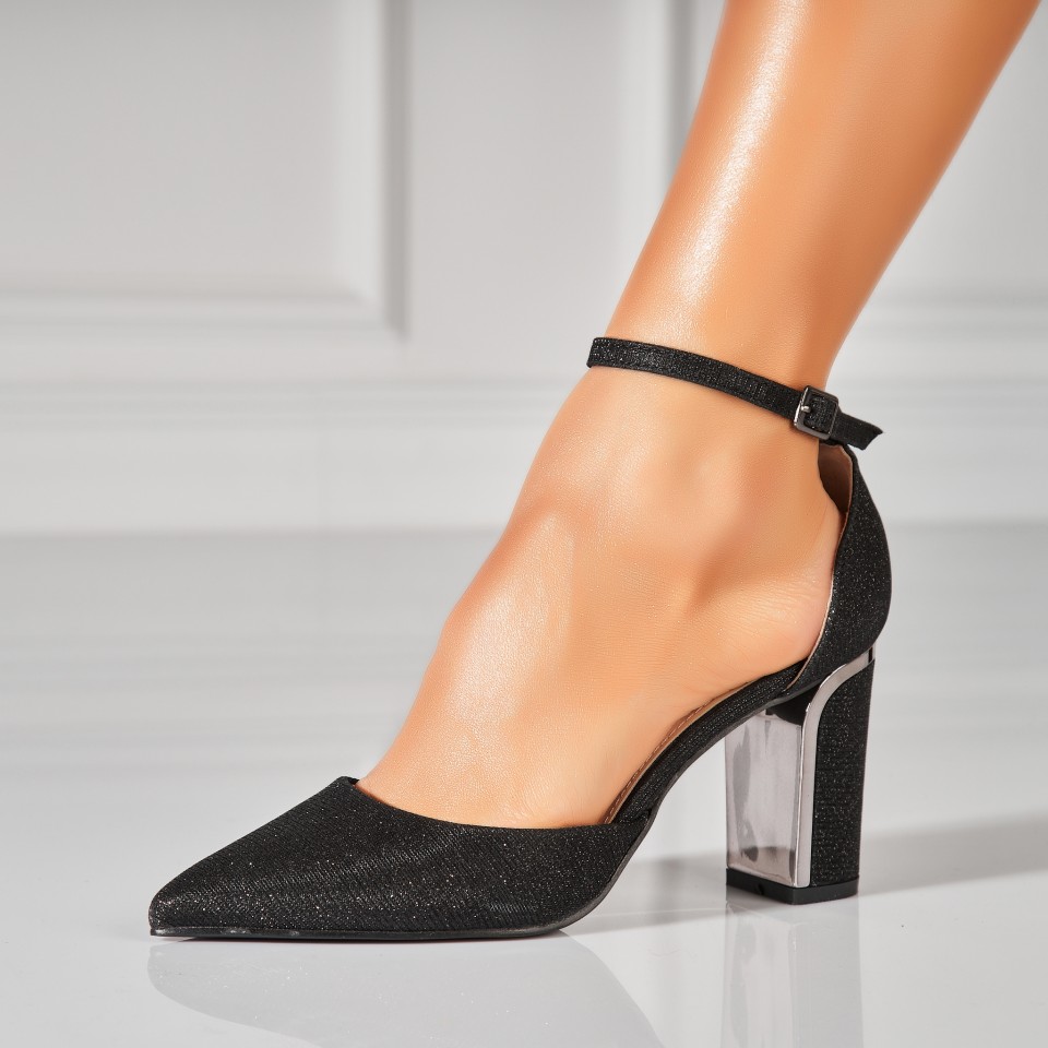 Poze Pantofi dama cu toc Negri din Glitter Juelz