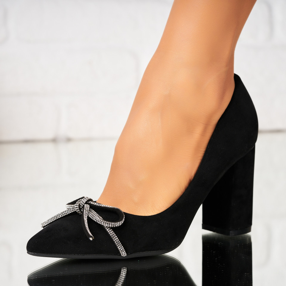 Poze Pantofi dama cu toc Negri din Piele Ecologica Intoarsa Iyoranna