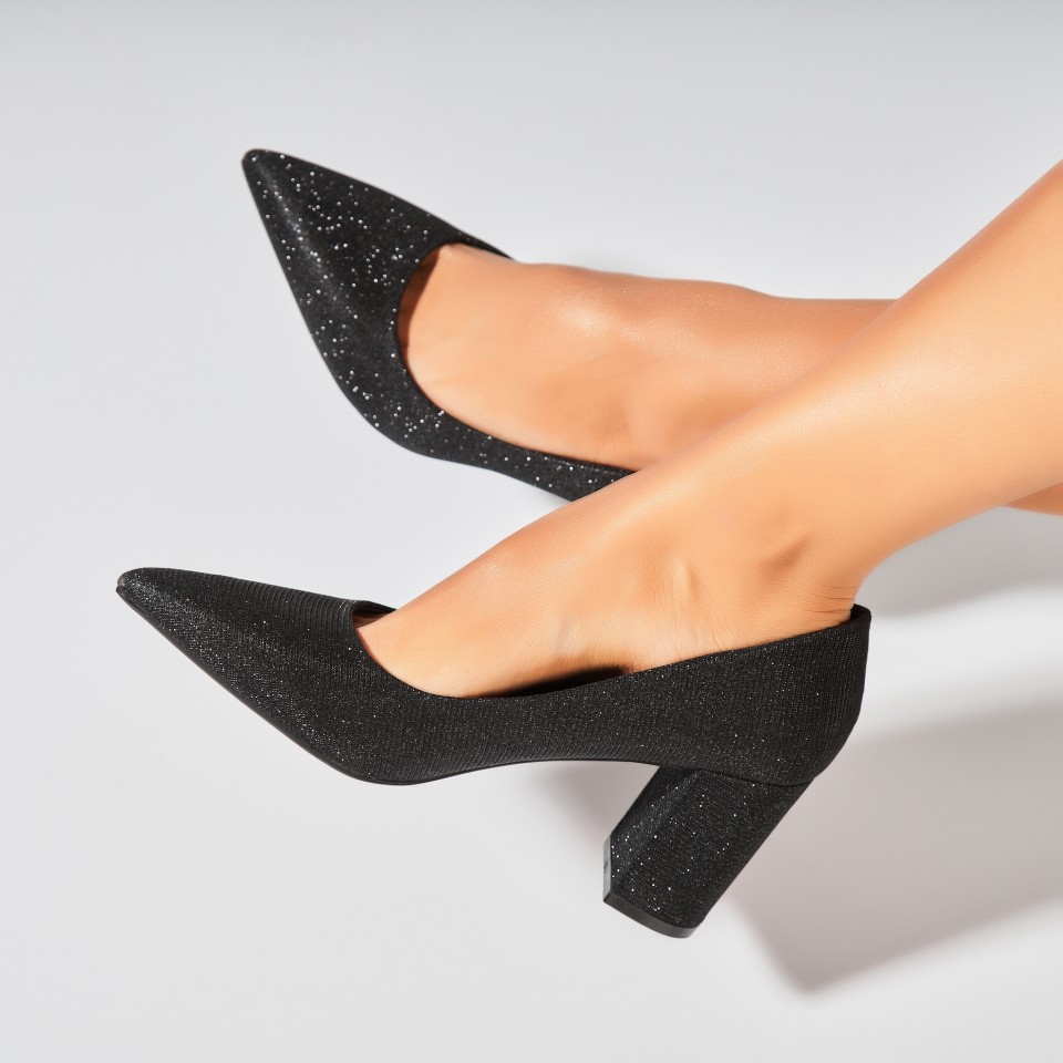 Poze Pantofi dama cu toc Negri din Textil Crosley