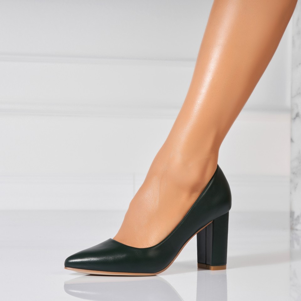 Poze Pantofi dama cu toc Verzi din Piele Ecologica Keatyn