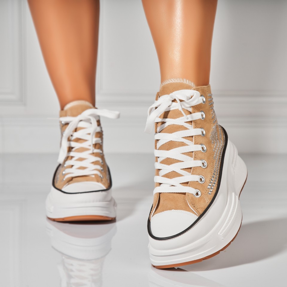 Poze Sneakersi dama Piele Ecologica Intoarsa Kaki Anay