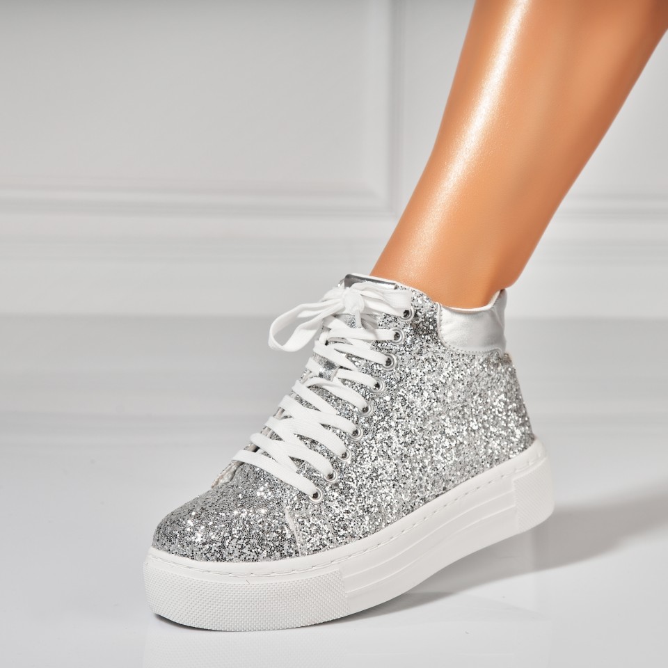 Sneakersi dama Textil Argintii Kasiya