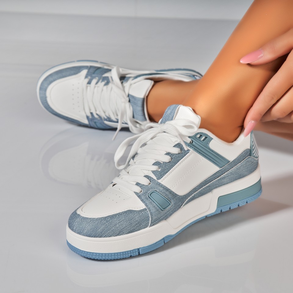 Poze Adidasi Dama Albastri din Piele Ecologica Alwin