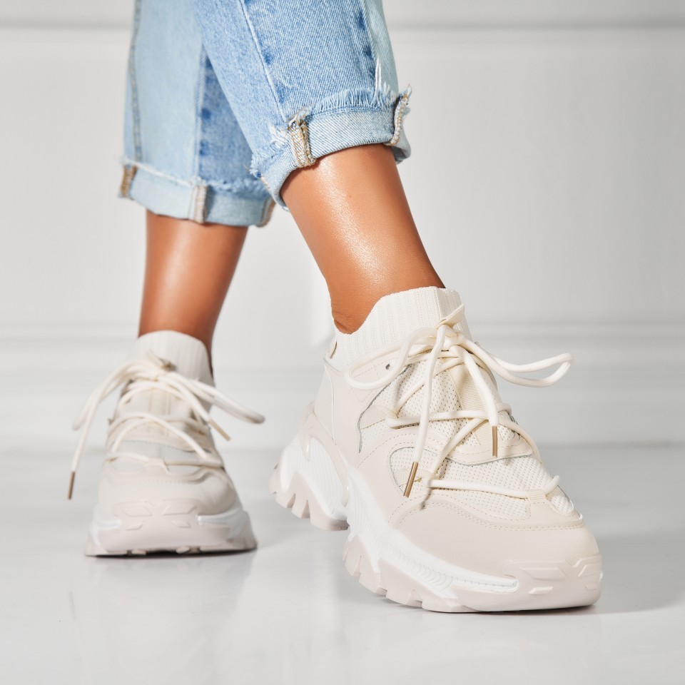 Poze Adidasi Dama Bej din Piele Ecologica Enika