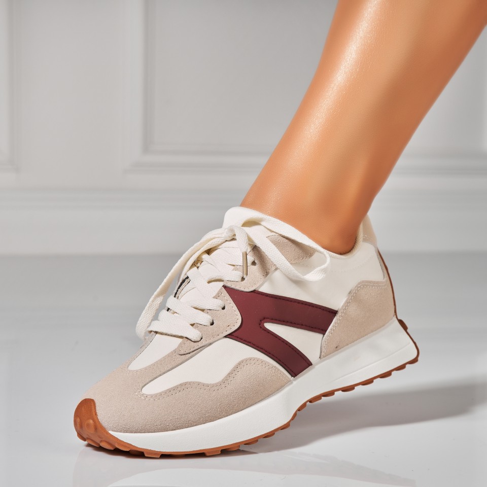 Adidasi Dama Bordo din Piele Ecologica Intoarsa Meily Adidasi Dama Bordo din Piele Ecologica Intoarsa Meily