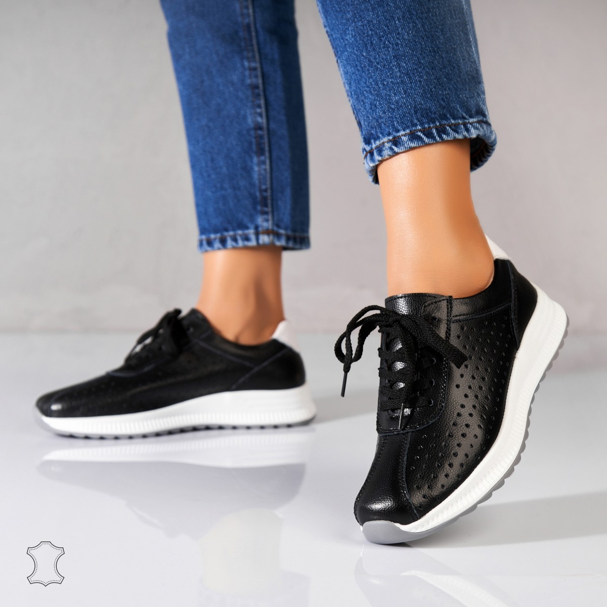 Poze Adidasi Piele Naturala Negri Maryjane