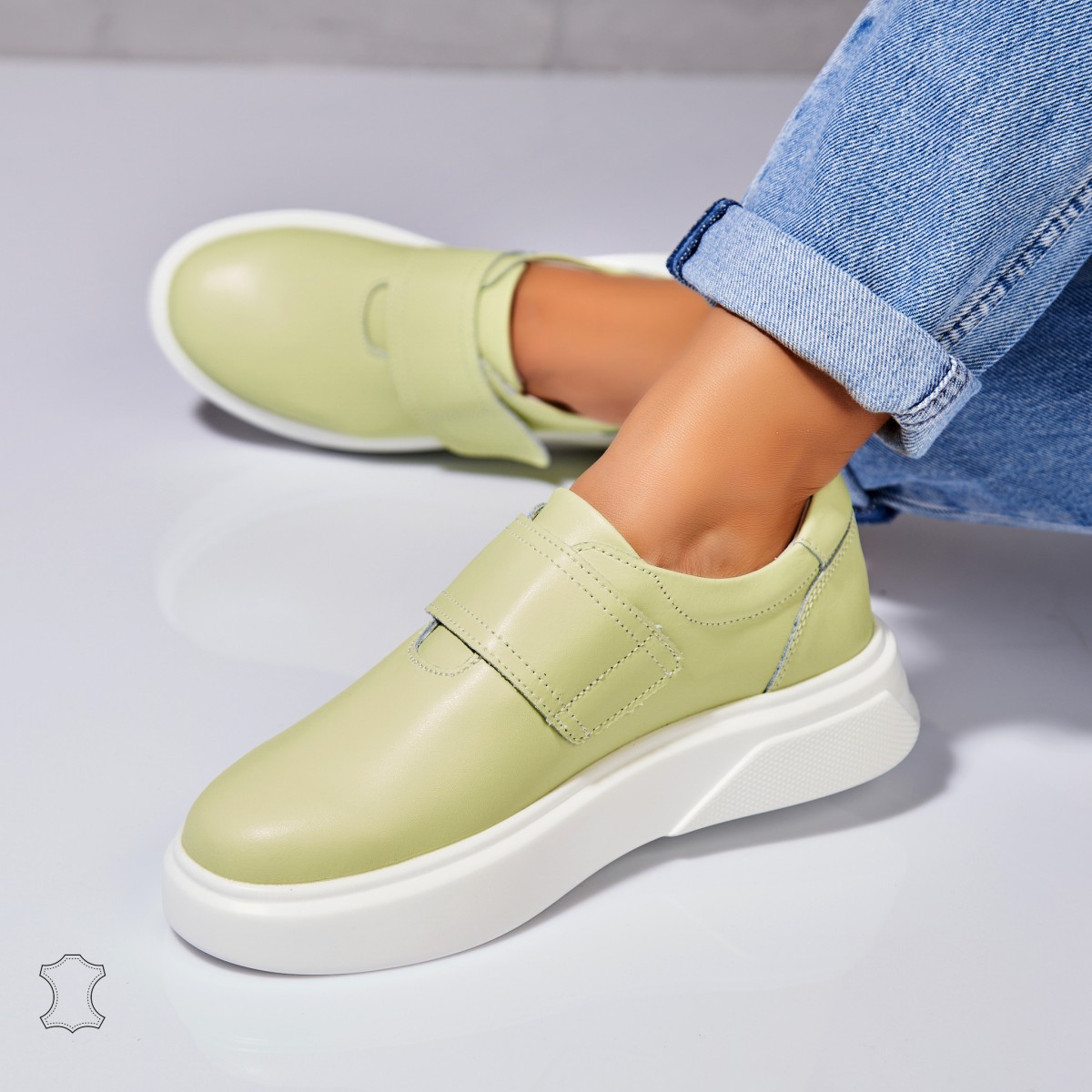 Poze Adidasi Piele Naturala Verzi Zeyda