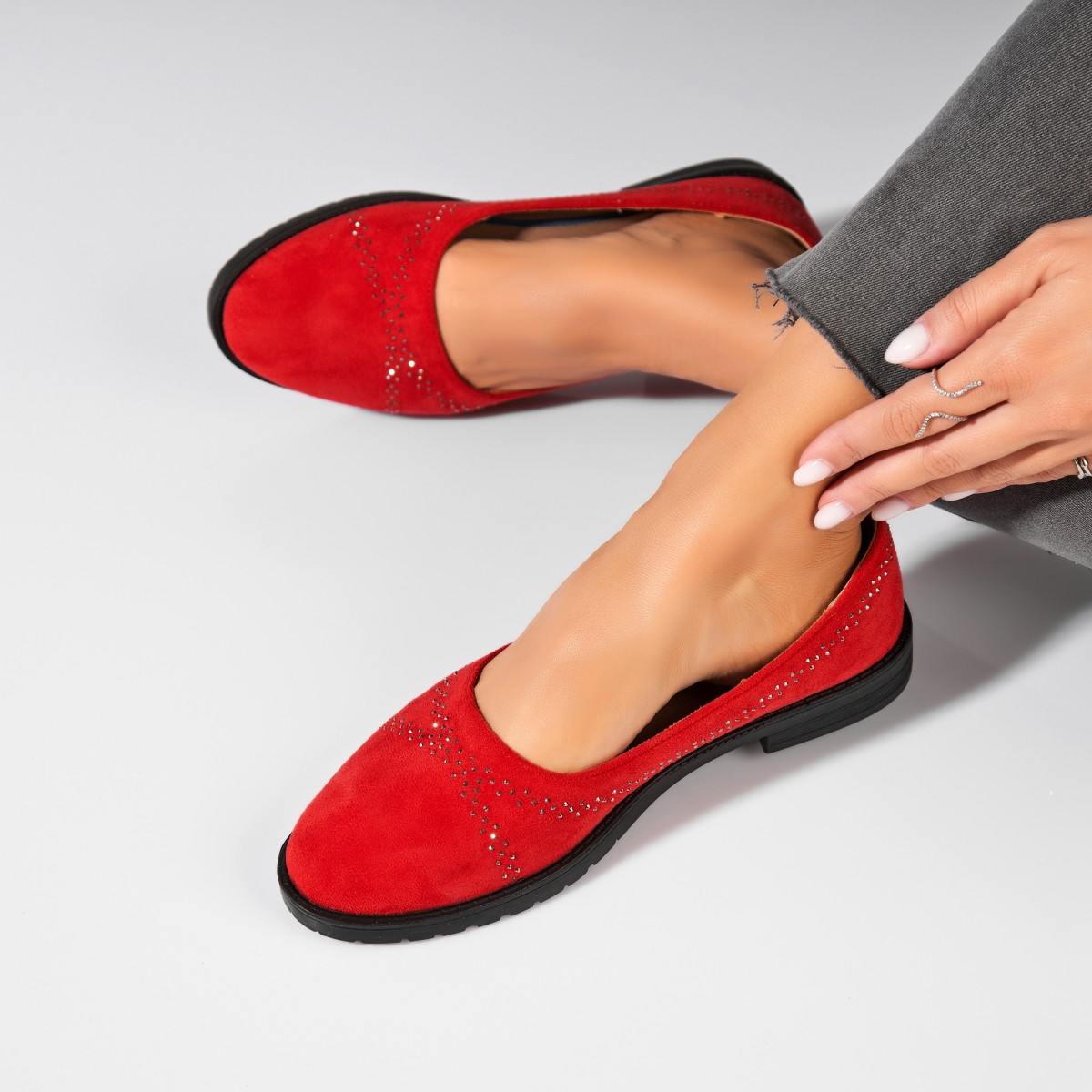 Poze Balerini dama Piele Ecologica Intoarsa Rosu Mayda