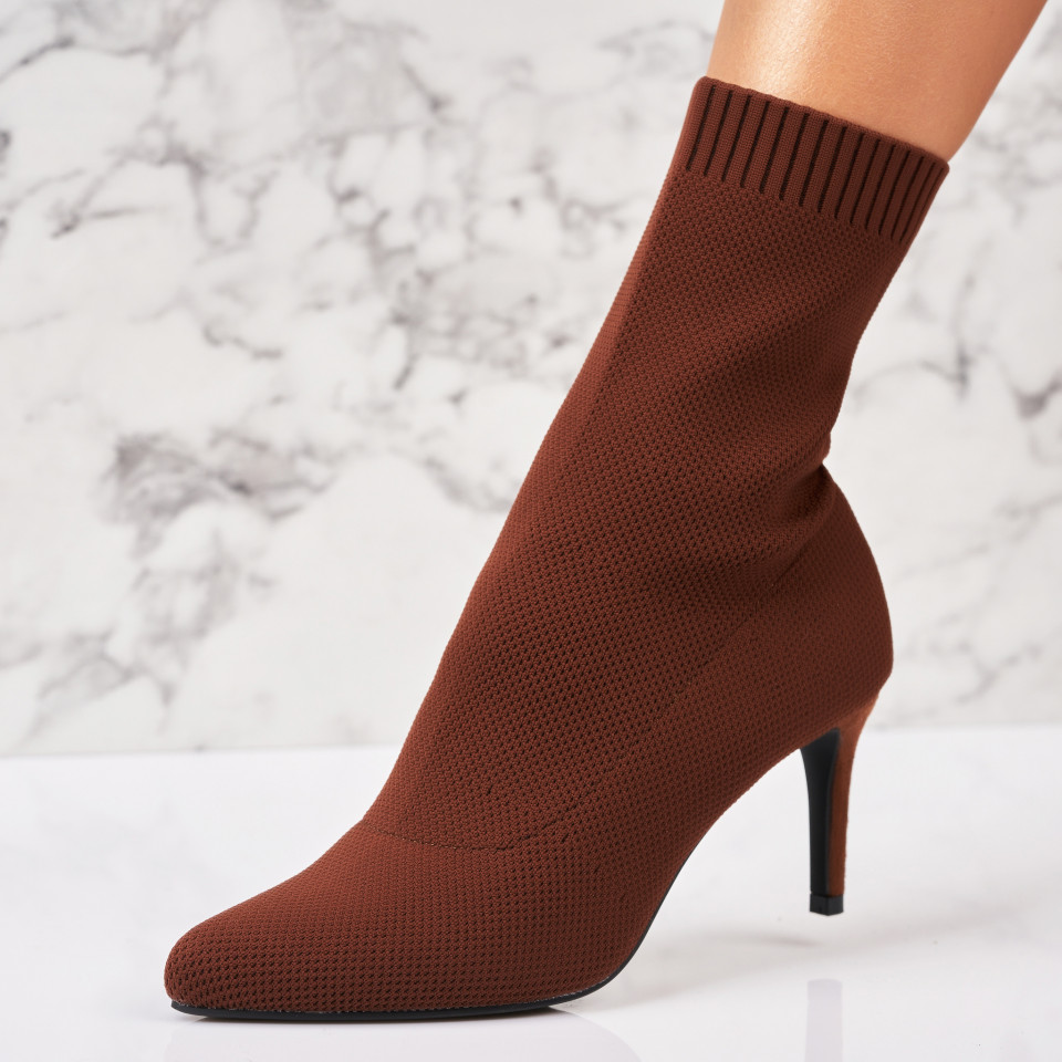 Botine dama Imblanite Maro din Textil Ily A2805