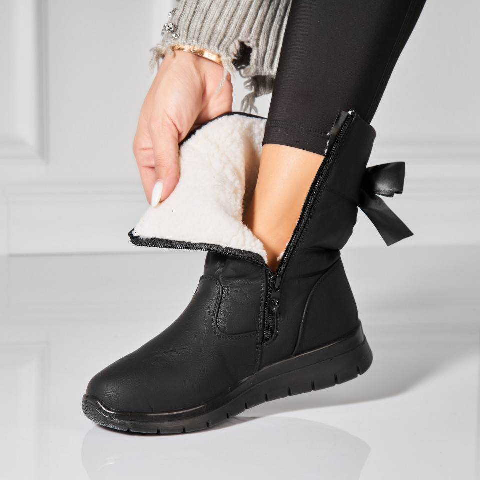 Poze Cizme Dama Imblanite Negre din Piele Ecologica Yara