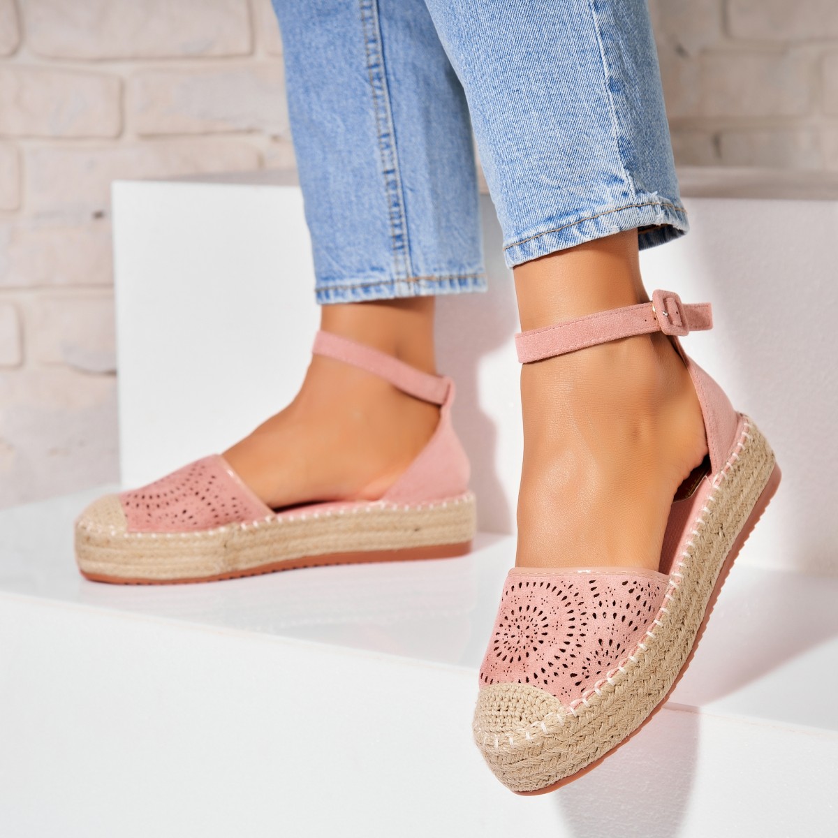 Poze Espadrile dama Roz din Piele Ecologica Intoarsa Aspen