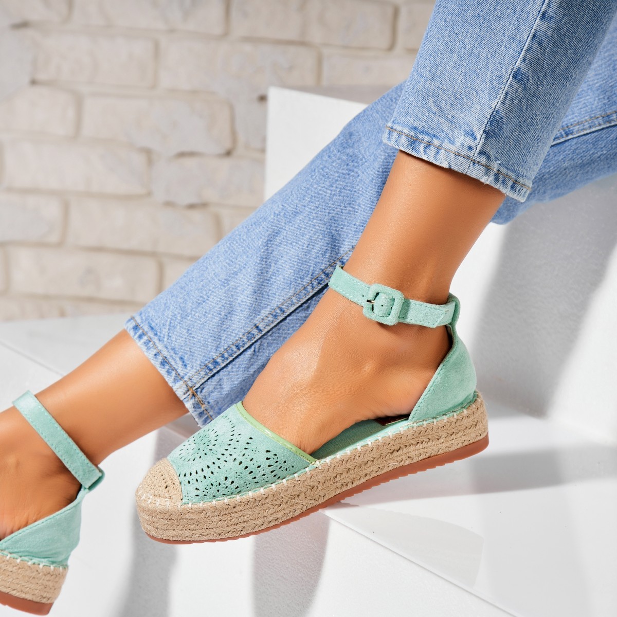 Poze Espadrile dama Verzi din Piele Ecologica Intoarsa Aspen