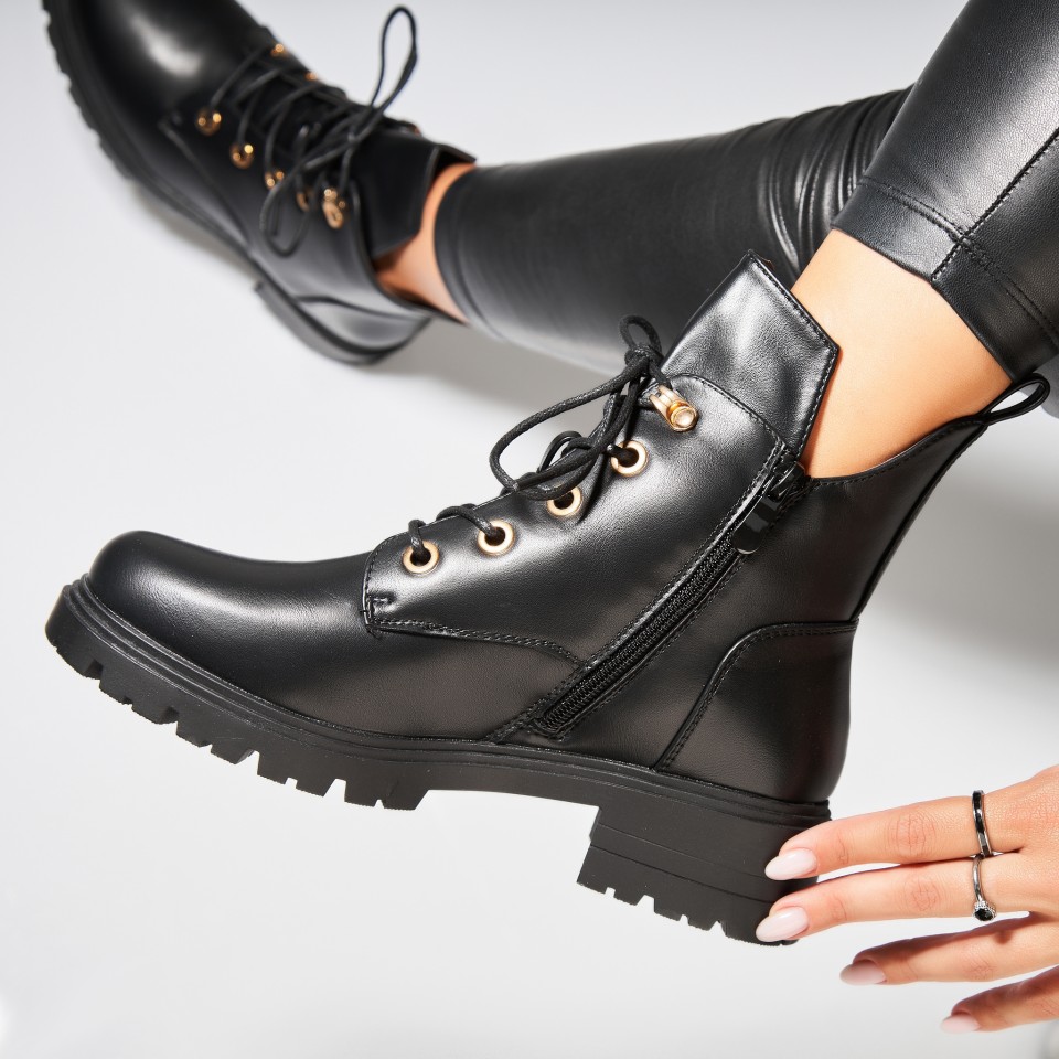 Poze Ghete Dama Imblanite Negre din Piele Ecologica Marilla