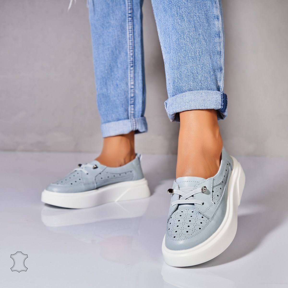 Poze Mocasini dama Piele Naturala Albastri Imre