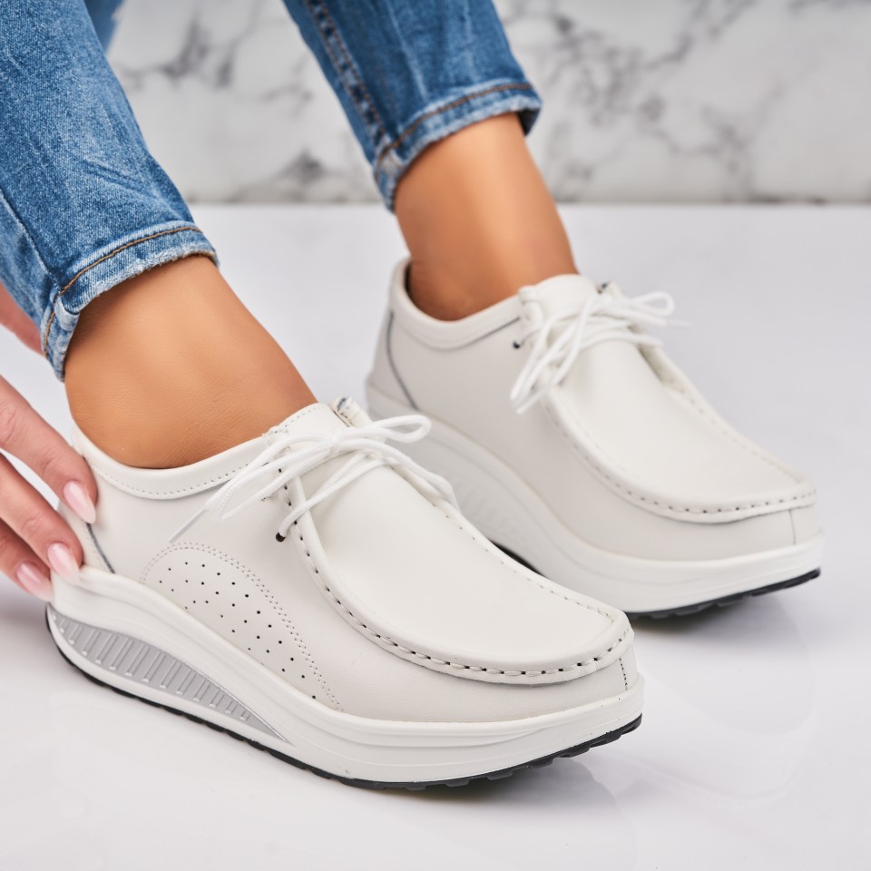 Poze Mocasini dama Piele Naturala Albi Judea