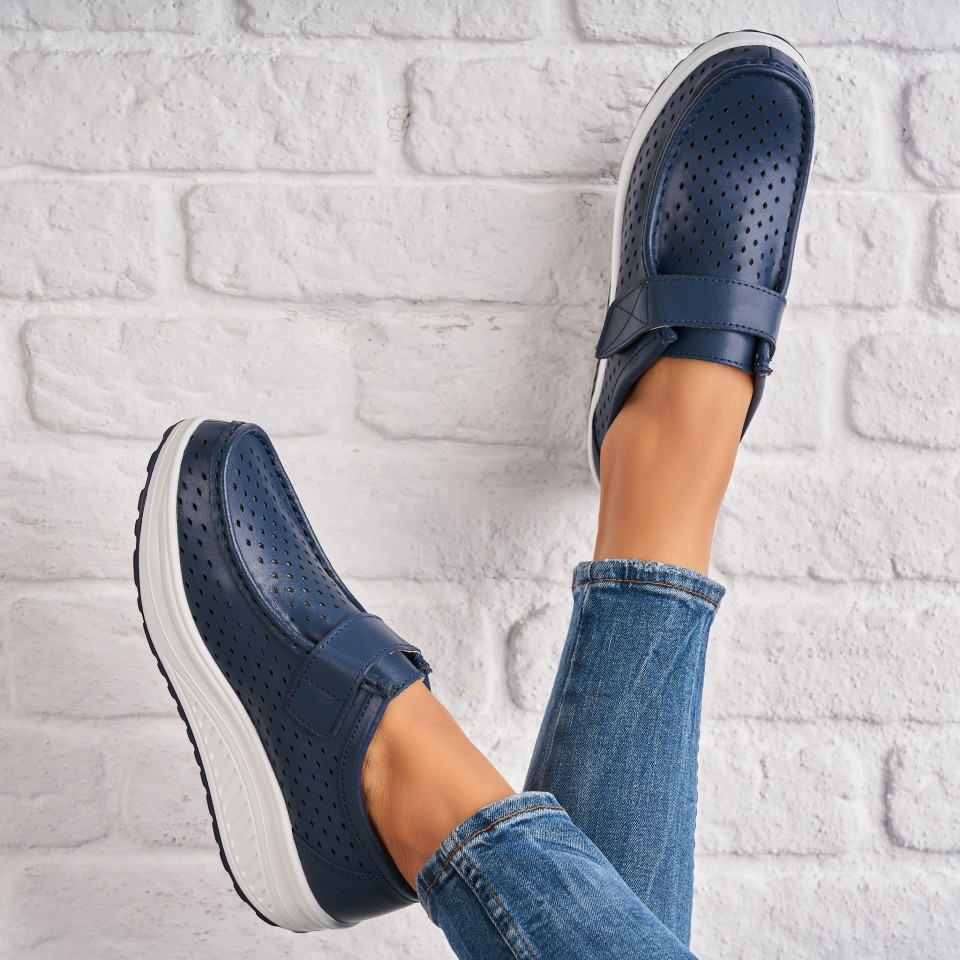 Poze Mocasini dama Piele Naturala Bleumarin Haya