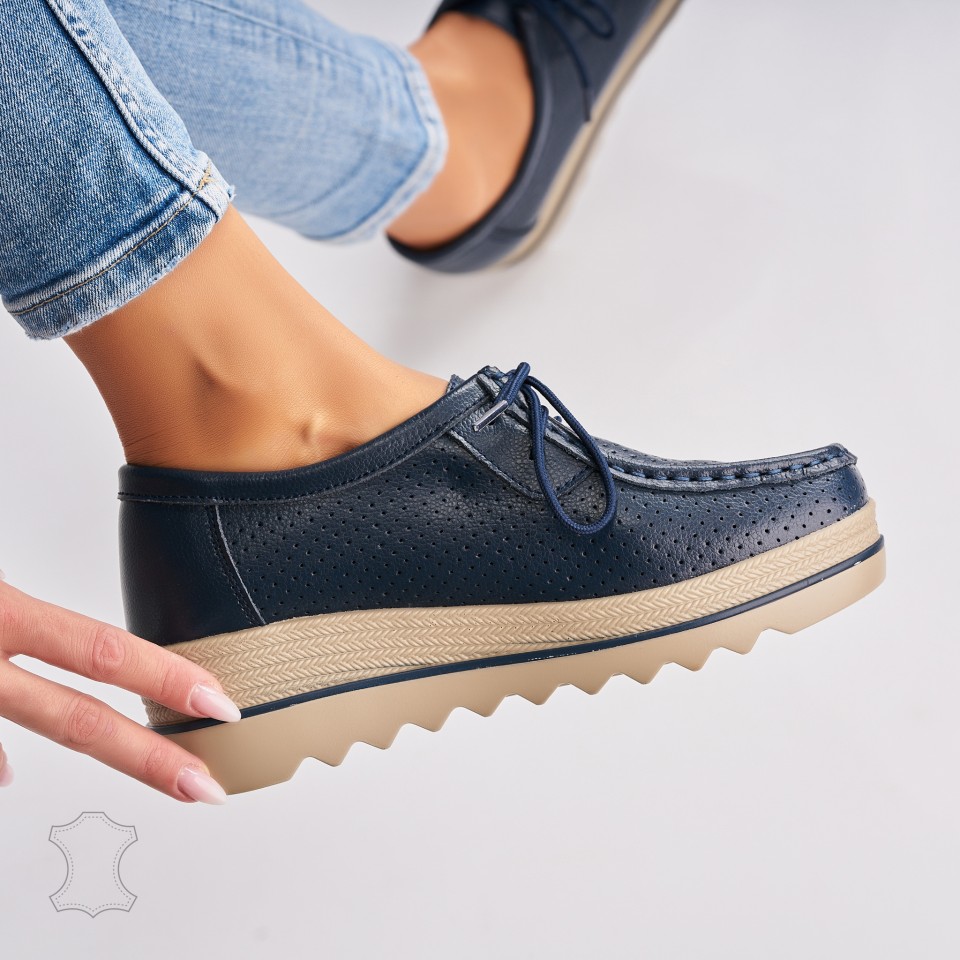Poze Mocasini dama Piele Naturala Bleumarin Maive