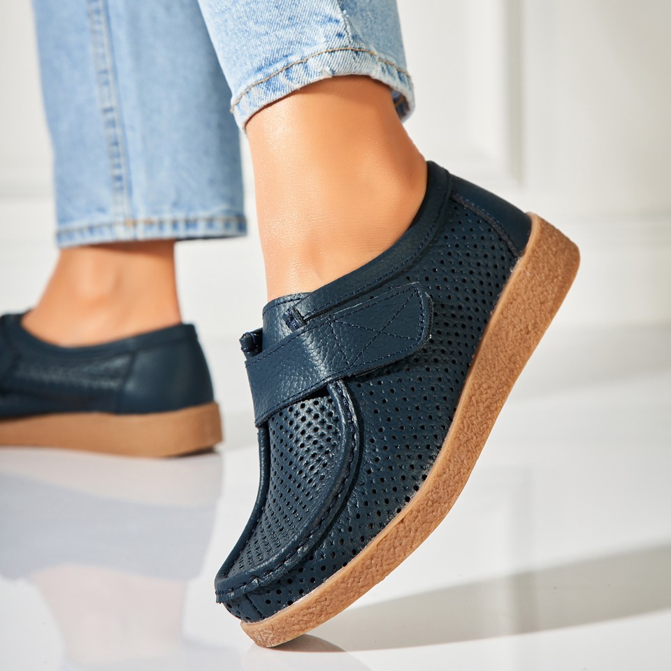 Poze Mocasini dama Piele Naturala Bleumarin Takari