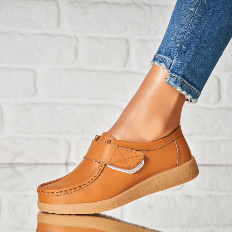 Poze Mocasini dama Piele Naturala Camel Genesi