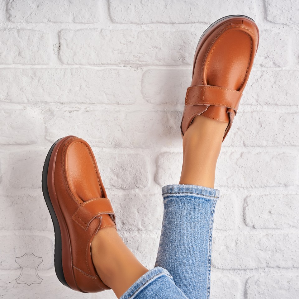 Poze Mocasini dama Piele Naturala Camel Saya