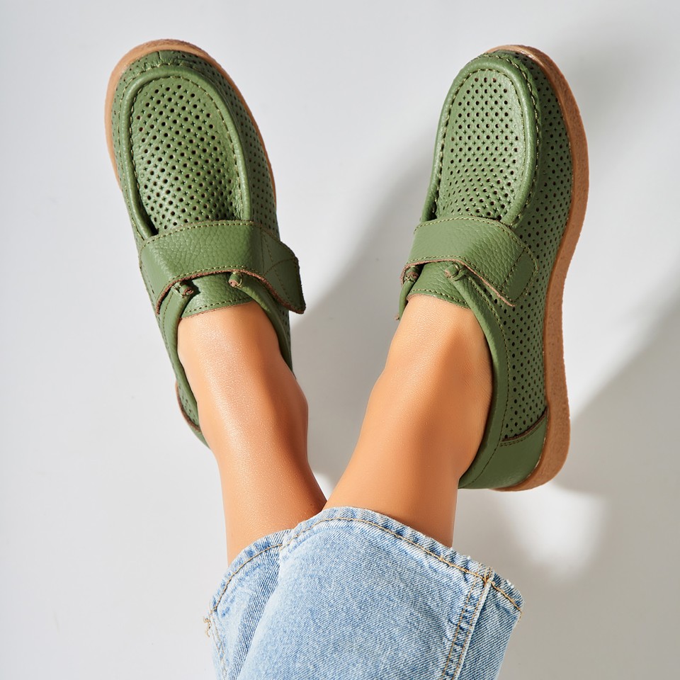 Poze Mocasini dama Piele Naturala Verzi Takari