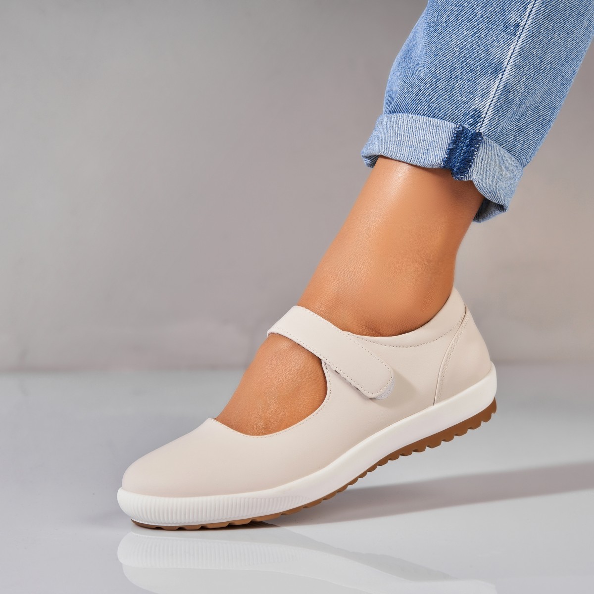 Poze Pantofi dama casual Bej din Piele Ecologica Alenia