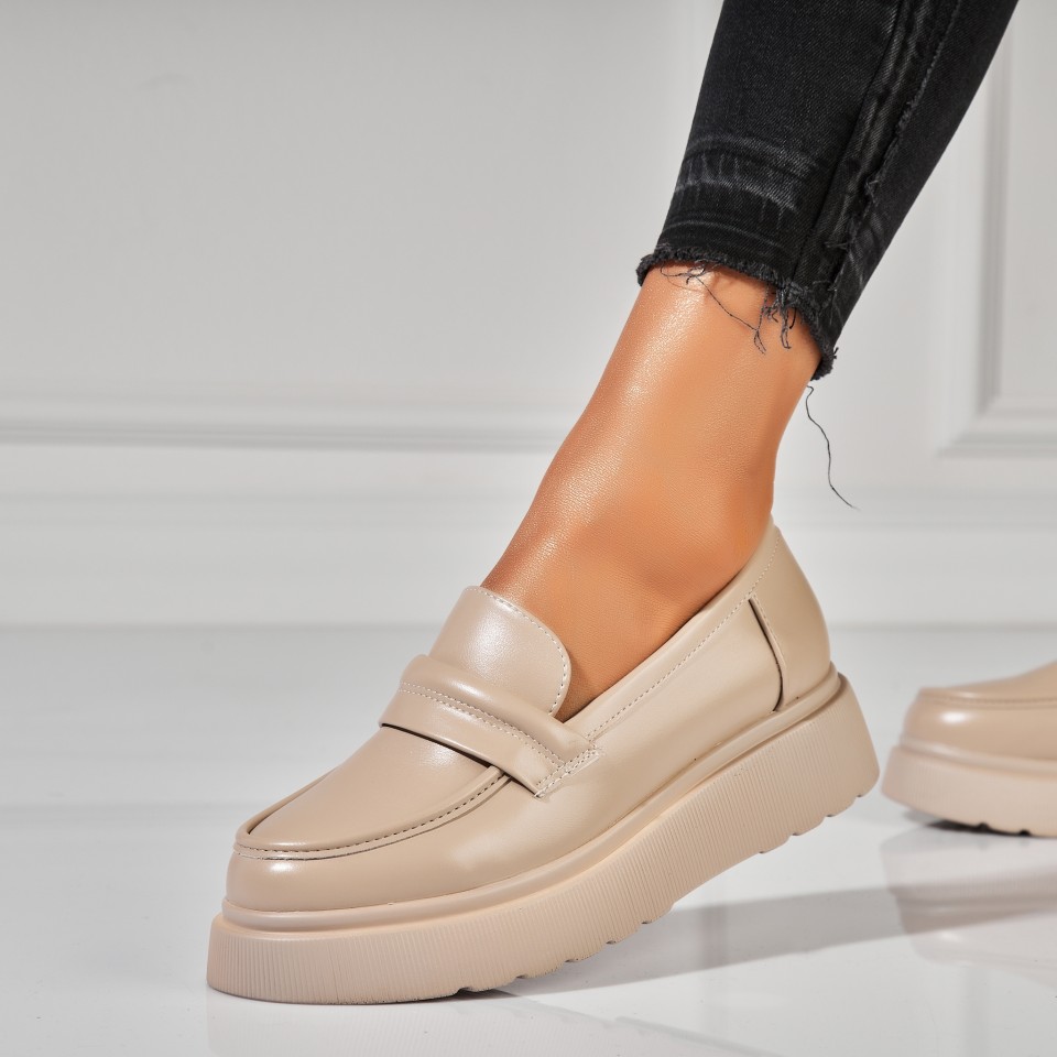 Poze Pantofi dama casual Bej din Piele Ecologica Lila