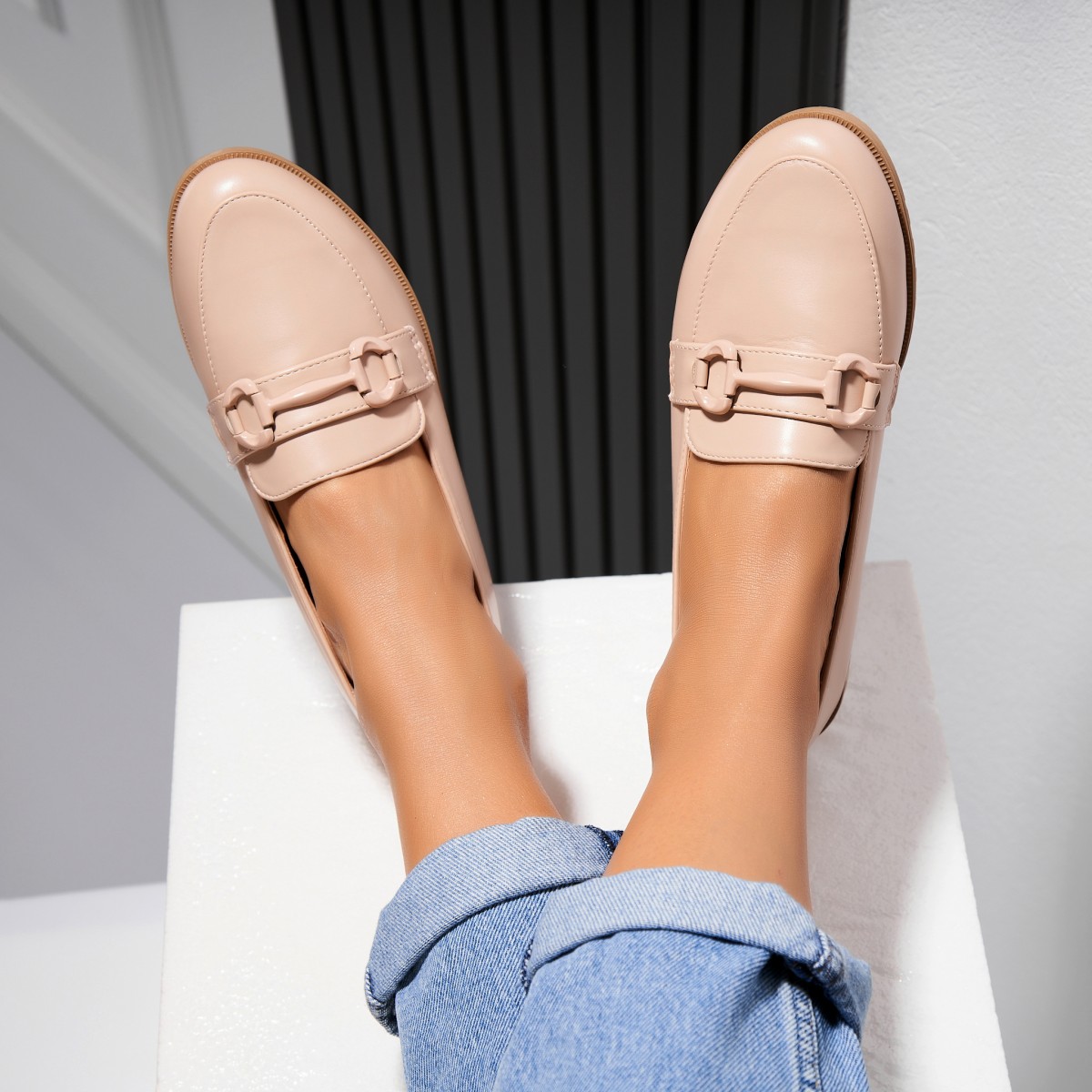 Poze Pantofi dama casual Bej din Piele Ecologica Raima