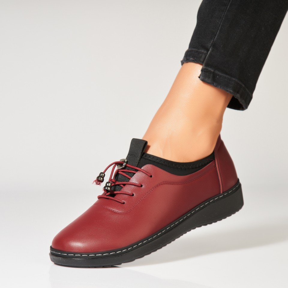 Poze Pantofi dama casual Bordo din Piele Ecologica Nishma