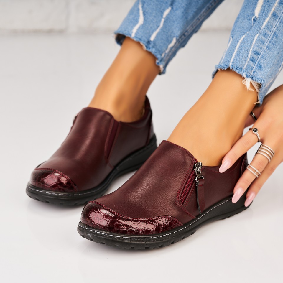 Pantofi dama casual Bordo din Piele Ecologica Rezarta A5253 - 1 | YEO